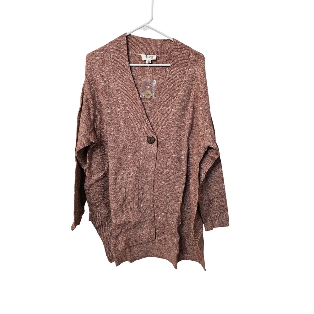 Denim & Co Marled Mauve V-Neck Single Button Cardigan Sweater‎ Womens 2X